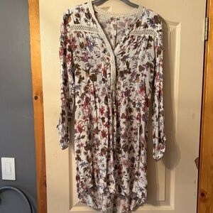 Mystree Floral High Low Dress - White and Red